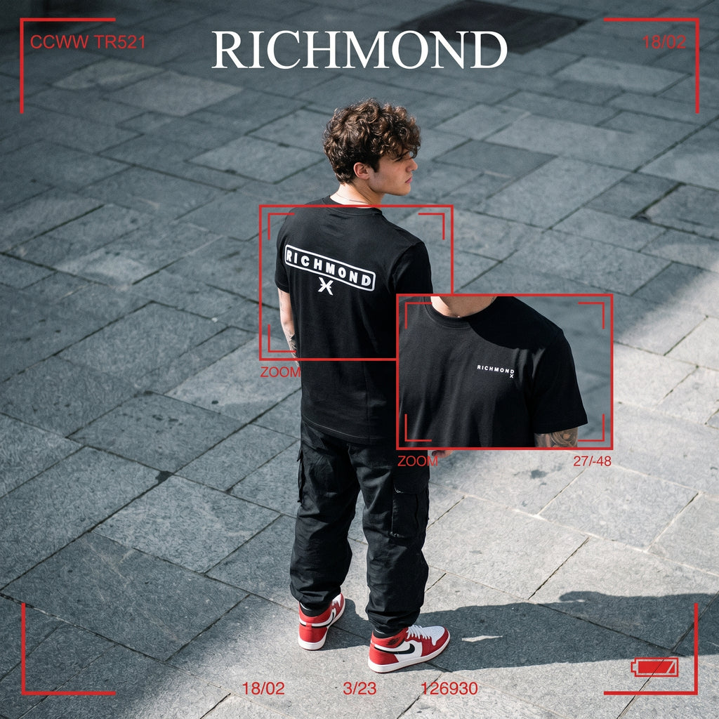 T-shirt John Richmond X con Logo "Box" Ricamato in Spugna